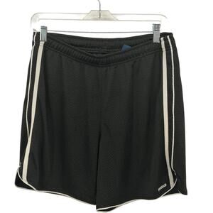 Reebok Y2K VTG Nylon Shorts Mesh Gym Sports Mens M Black Striped Athletic Active